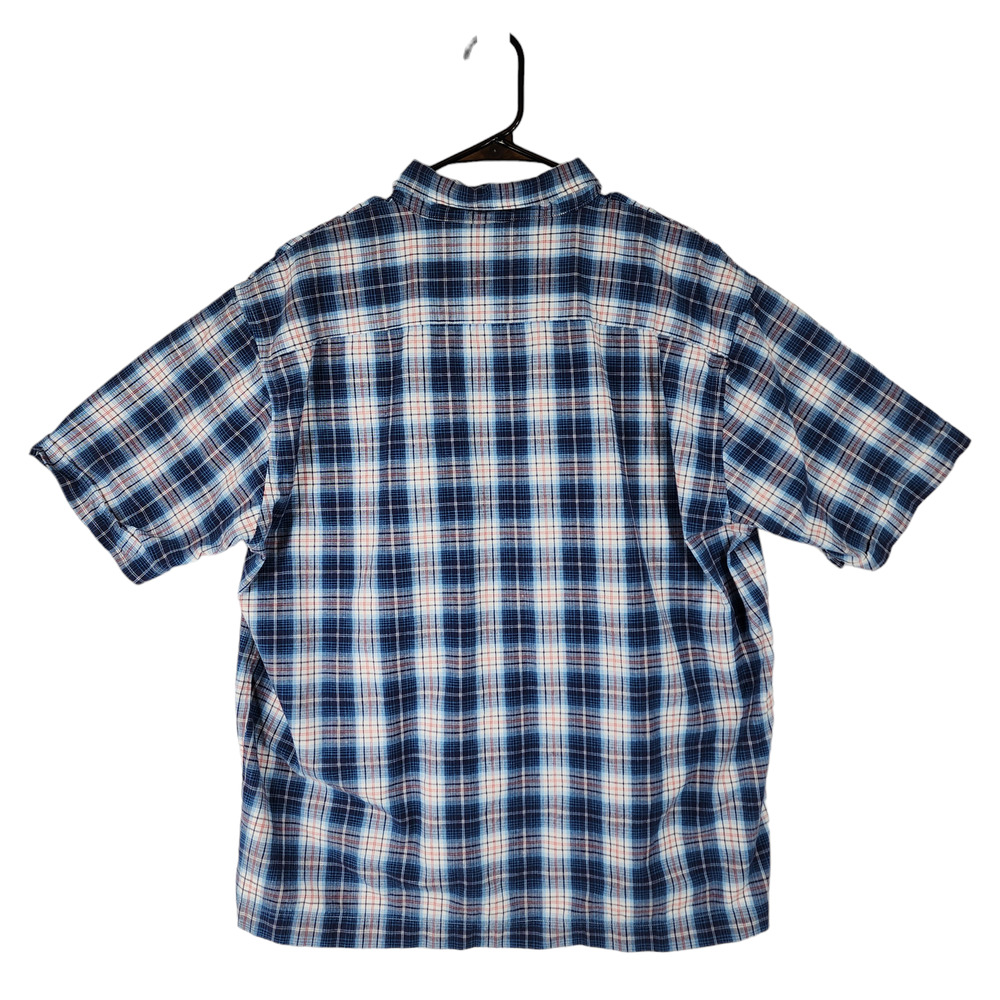 GAP Full Zip Shirt Jacket Shacket L Mens Plaid Blue White Red Cotton - Picture 2 of 13
